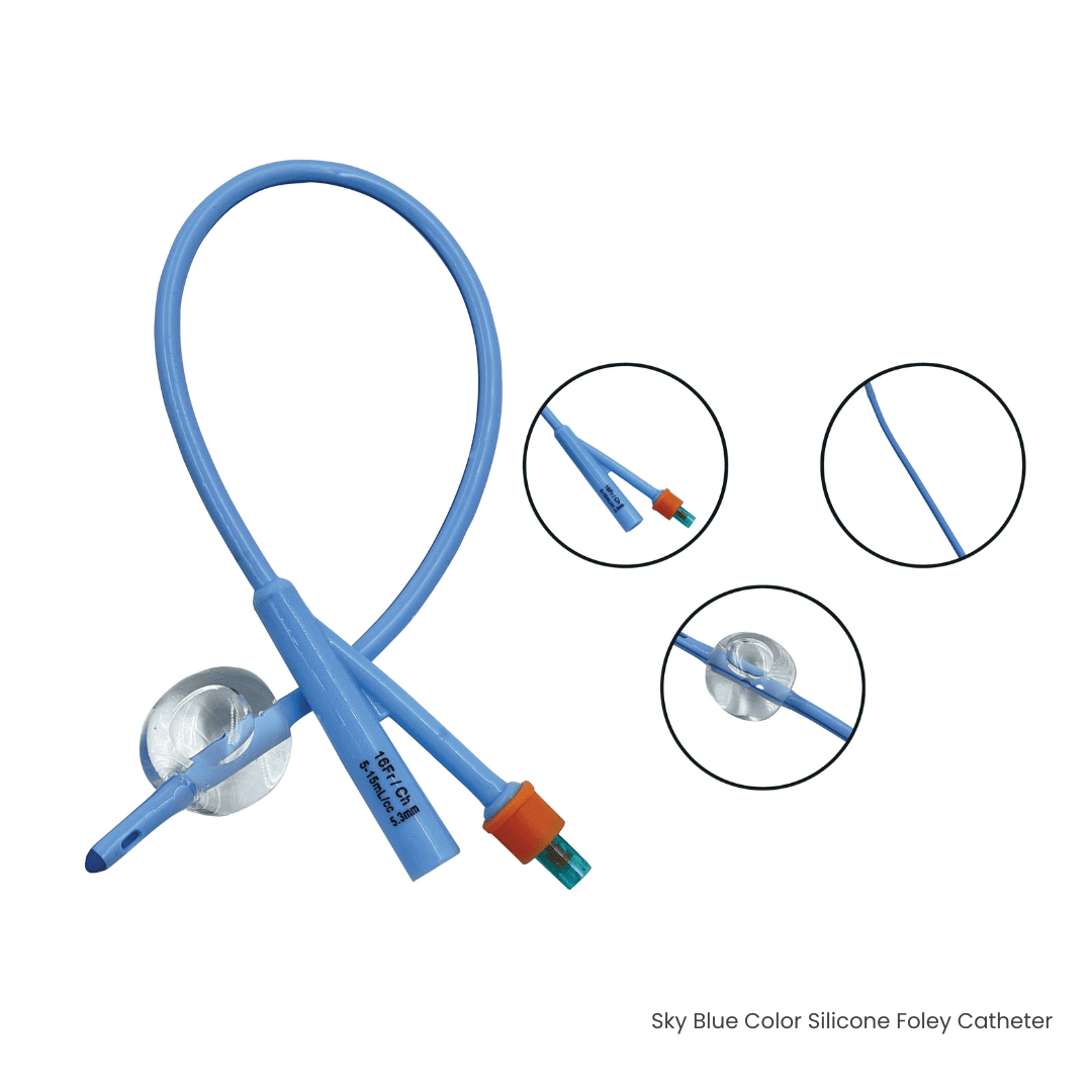 Sky Blue Color Silicone Foley Catheter-endoscope camera system